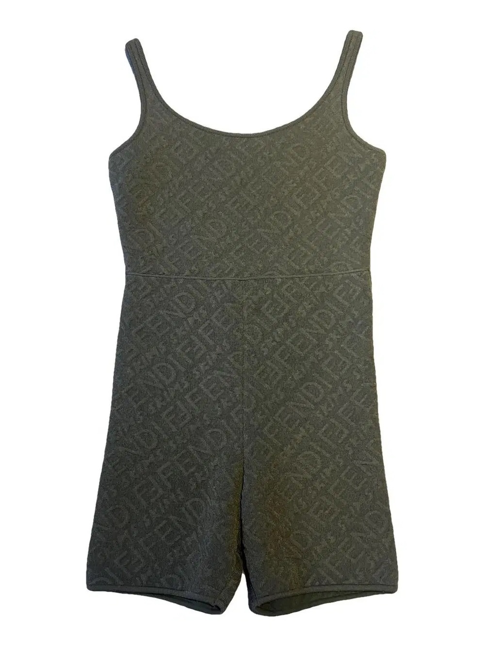 Fendi X Skims Olive Logo Knit Tank One-Piece Romper
